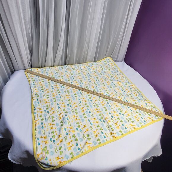 Carters I Love Hugs Safari Animals Cotton Cozy Baby Blanket Yellow Stripes 30" - Picture 2 of 6